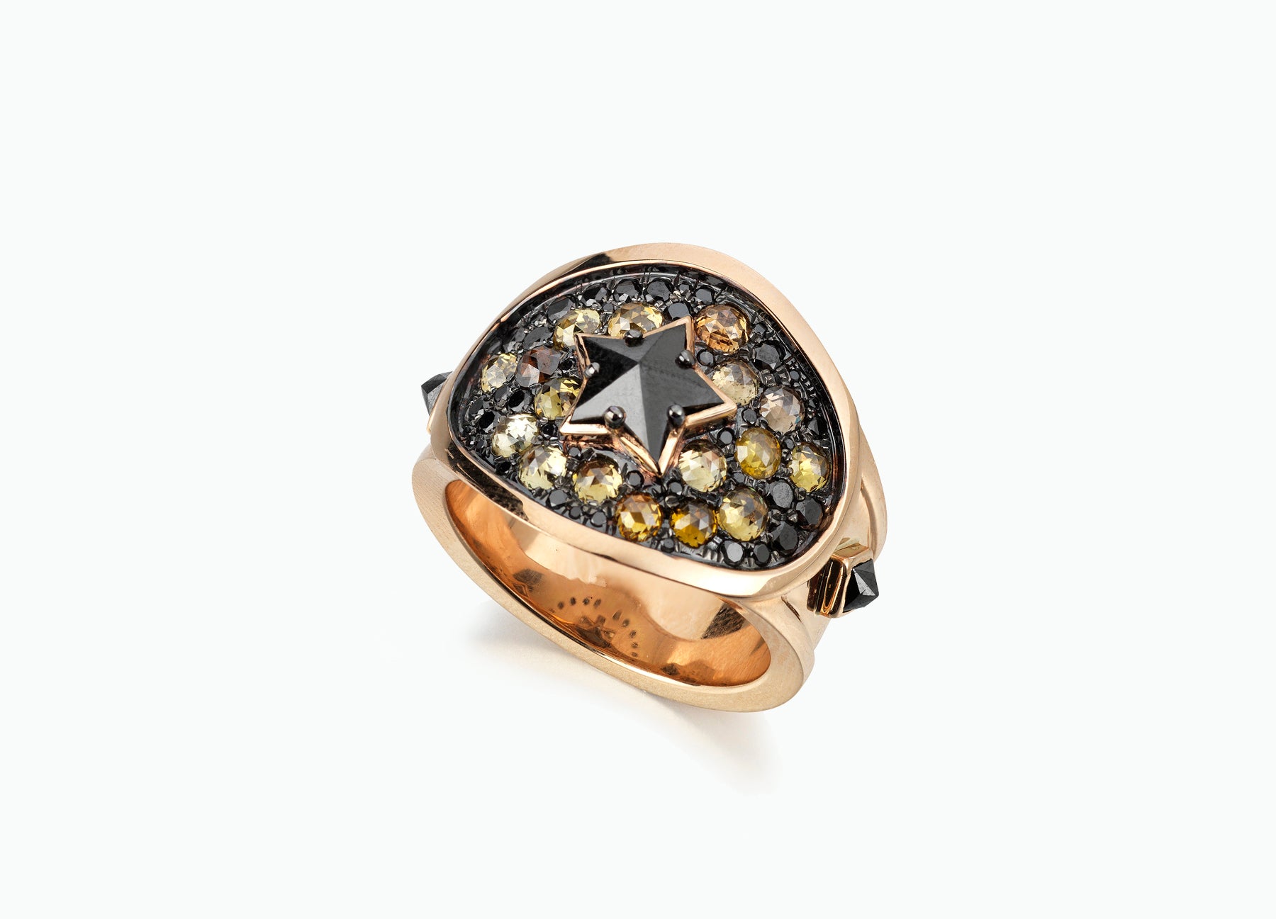 BLACK STAR DIAMOND CIGAR RING
