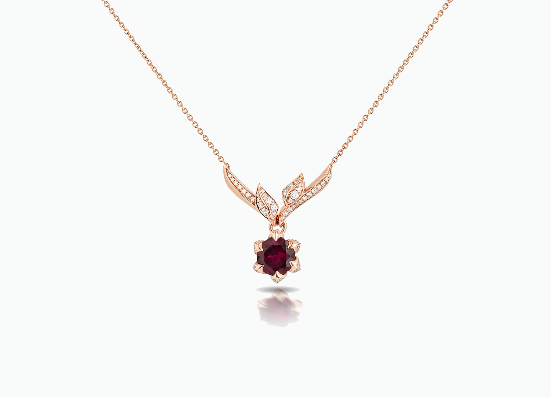 RHODOLITE   LILY PAD PENDANT