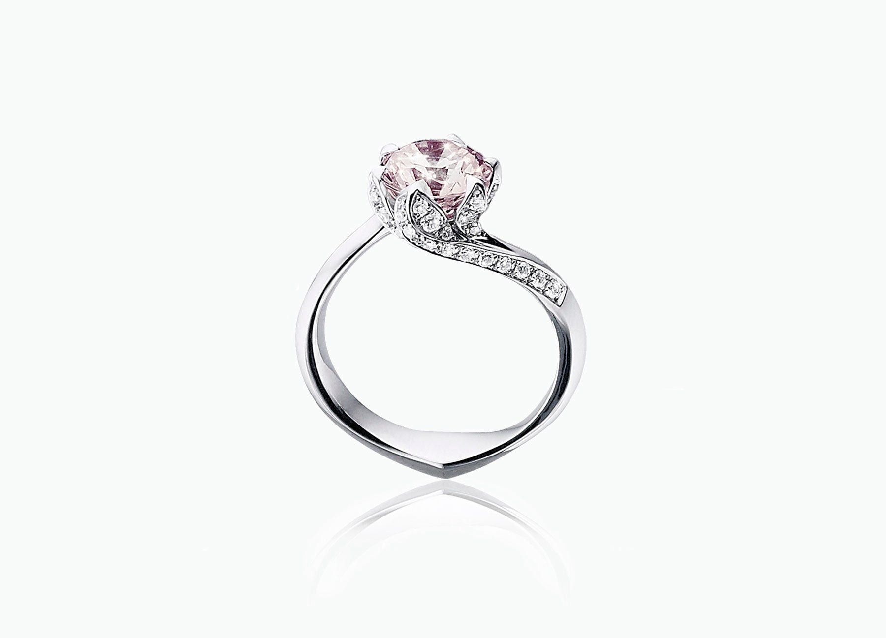 MORGANITE LILY PAD RING IN PLATINUM