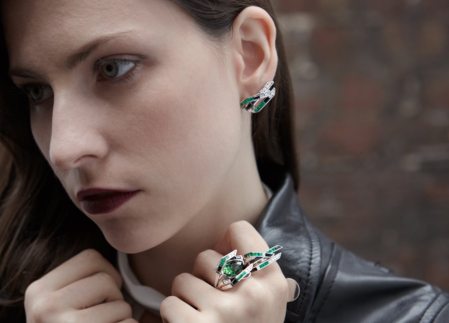 Electric Night Emerald Wing Ear Climbers