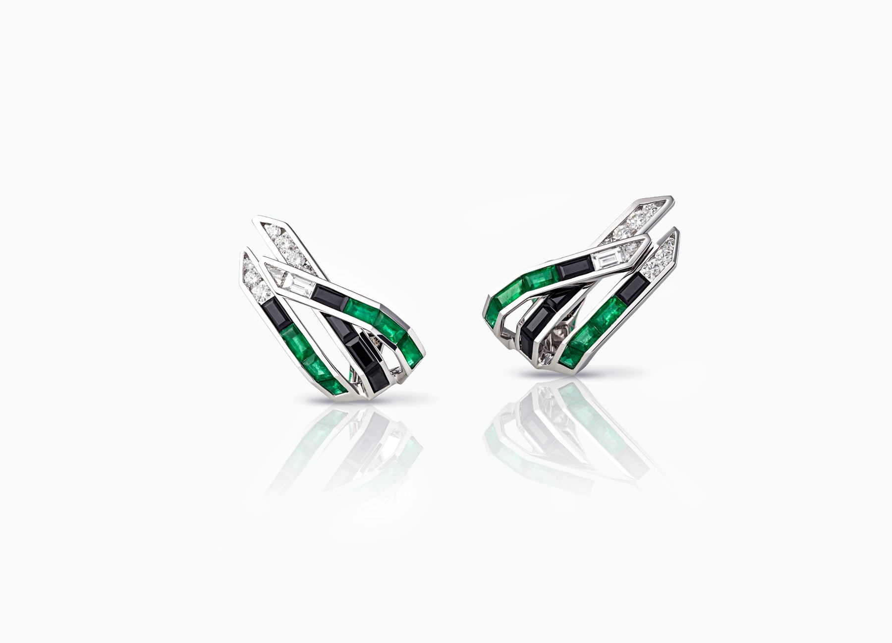 Electric Night Emerald Wing Ear Climbers