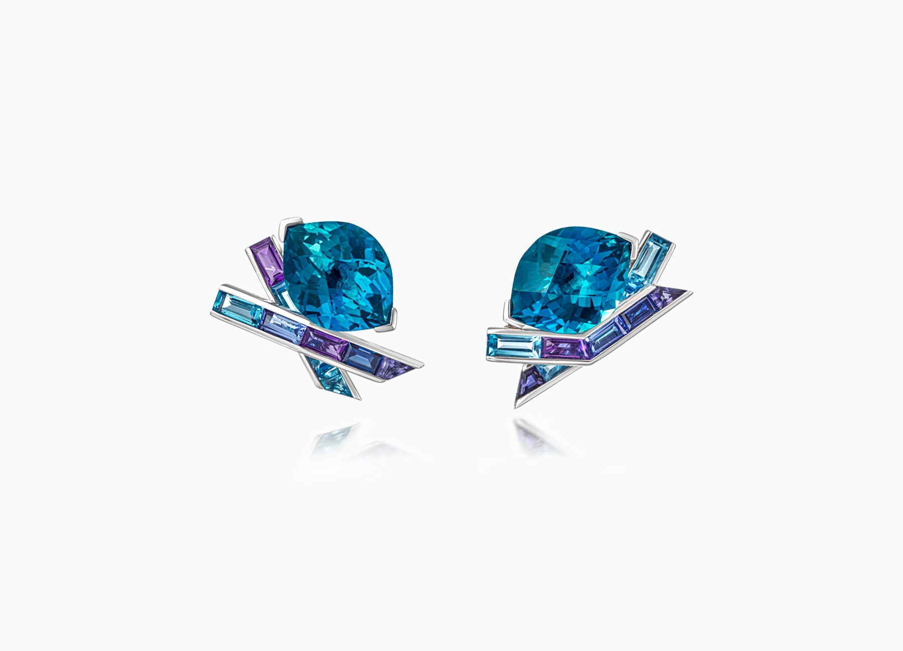 ELECTRIC NIGHT BLUE TOPAZ COCKTAIL STUD EARRINGS