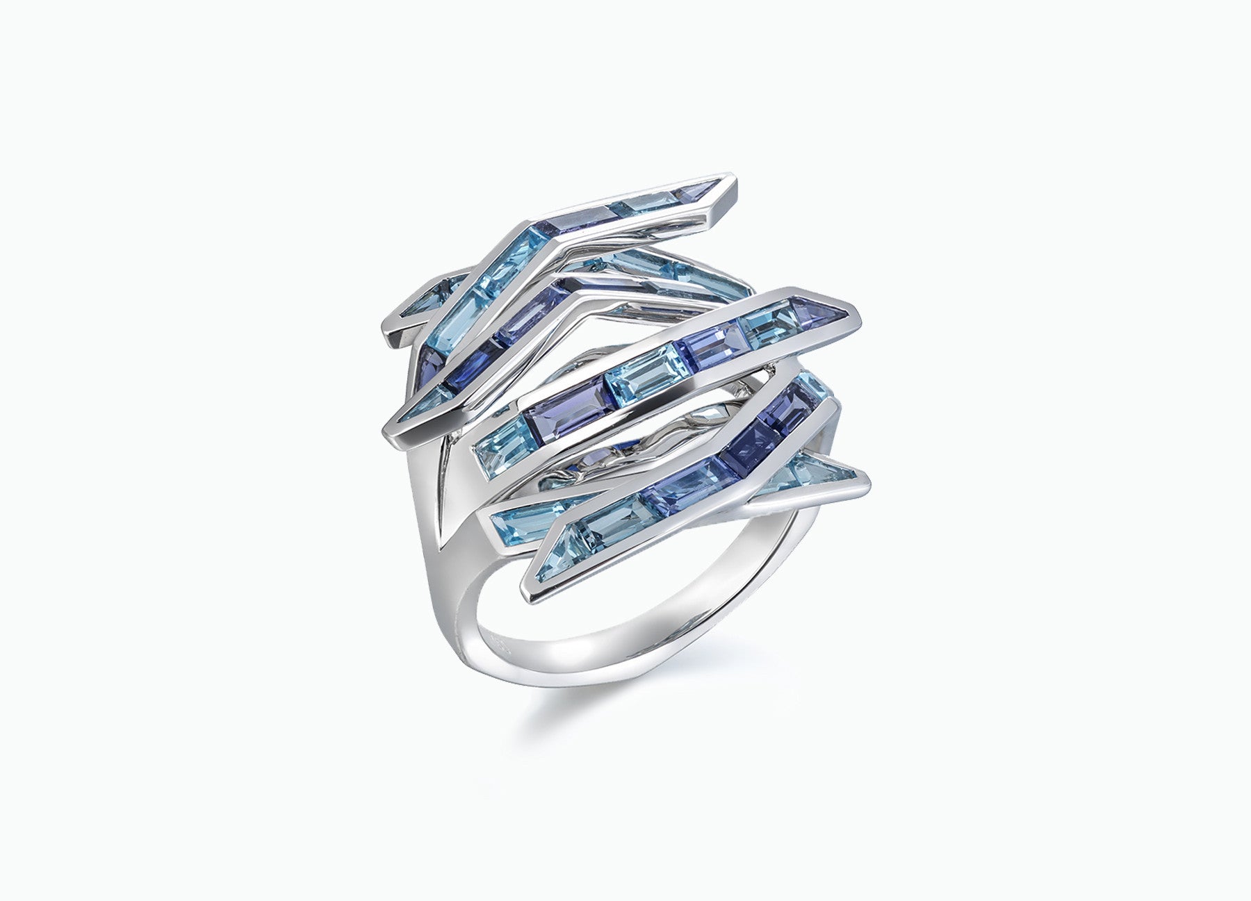 Blue Gem Bombay Ring in 18K White Gold by Tomasz Donocik side view