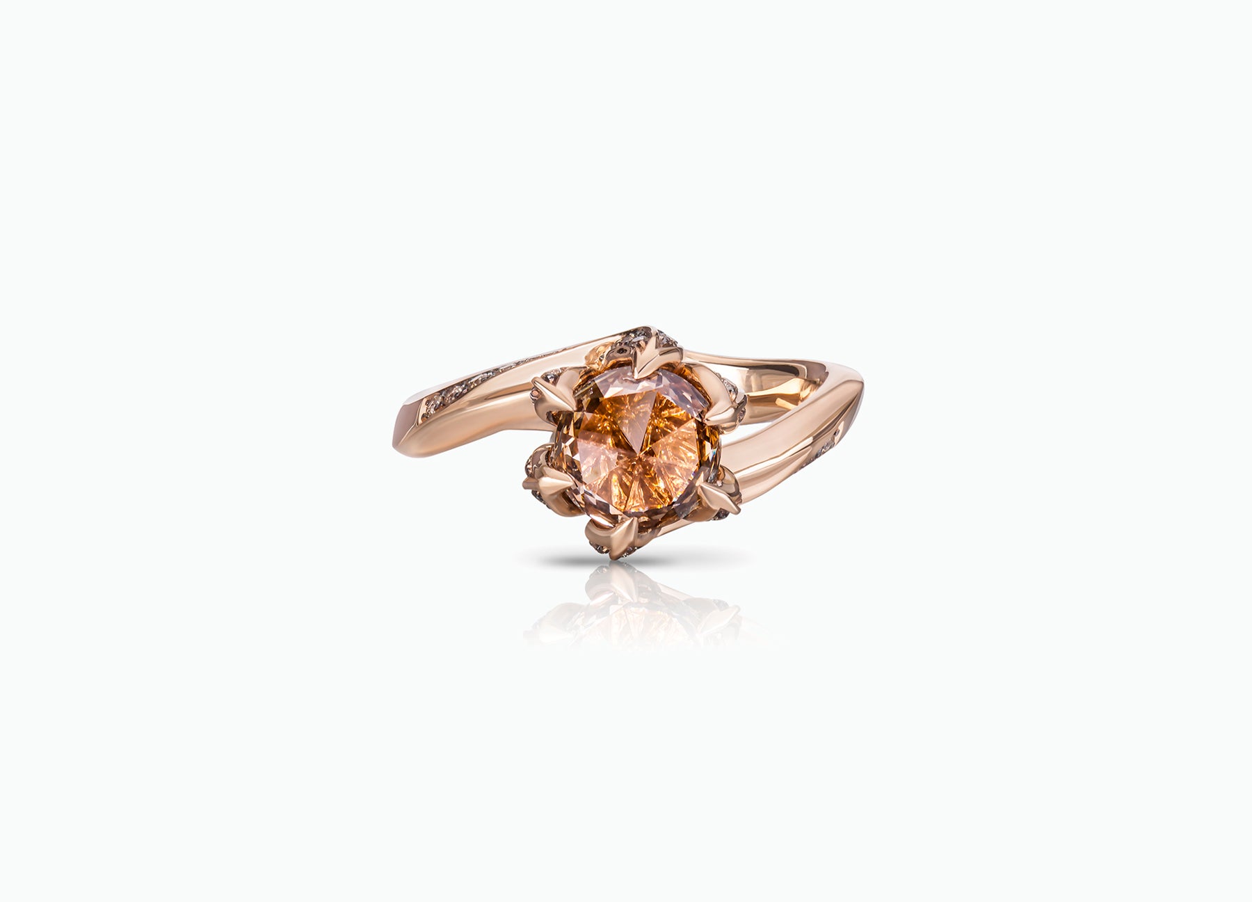 BROWN DIAMOND LILY PAD RING