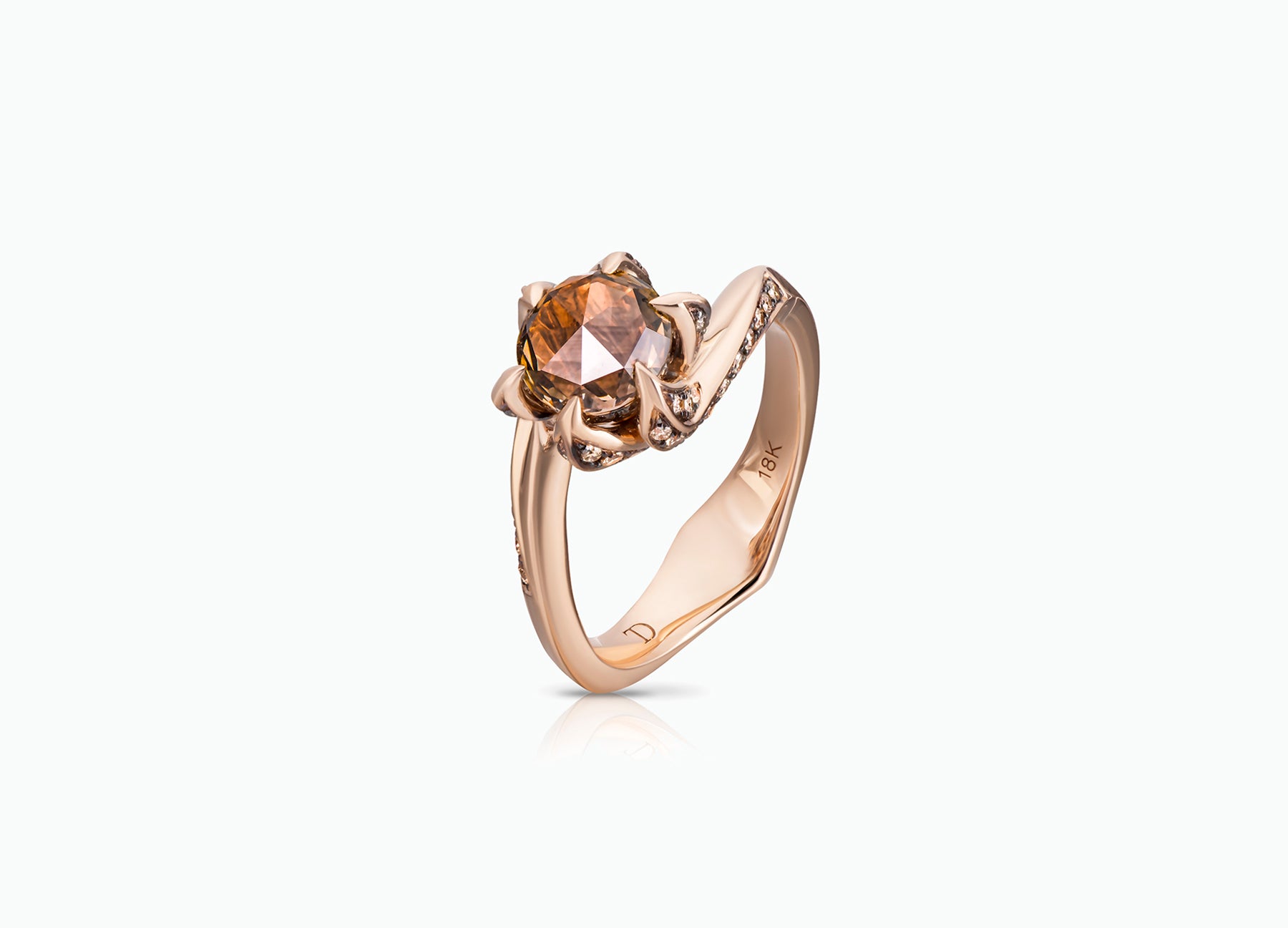 BROWN DIAMOND LILY PAD RING