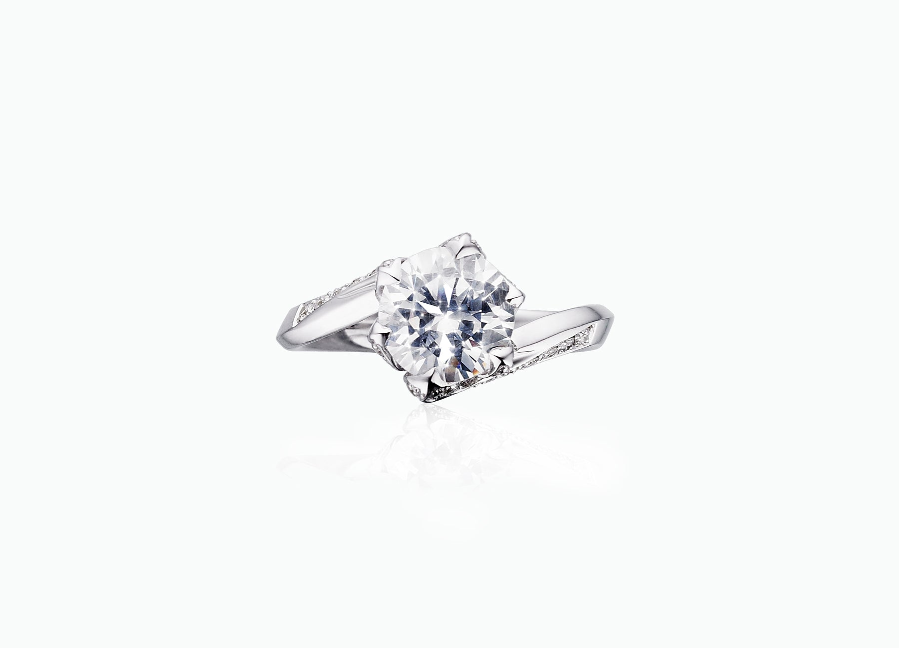 BESPOKE WHITE DIAMOND LILY PAD RING