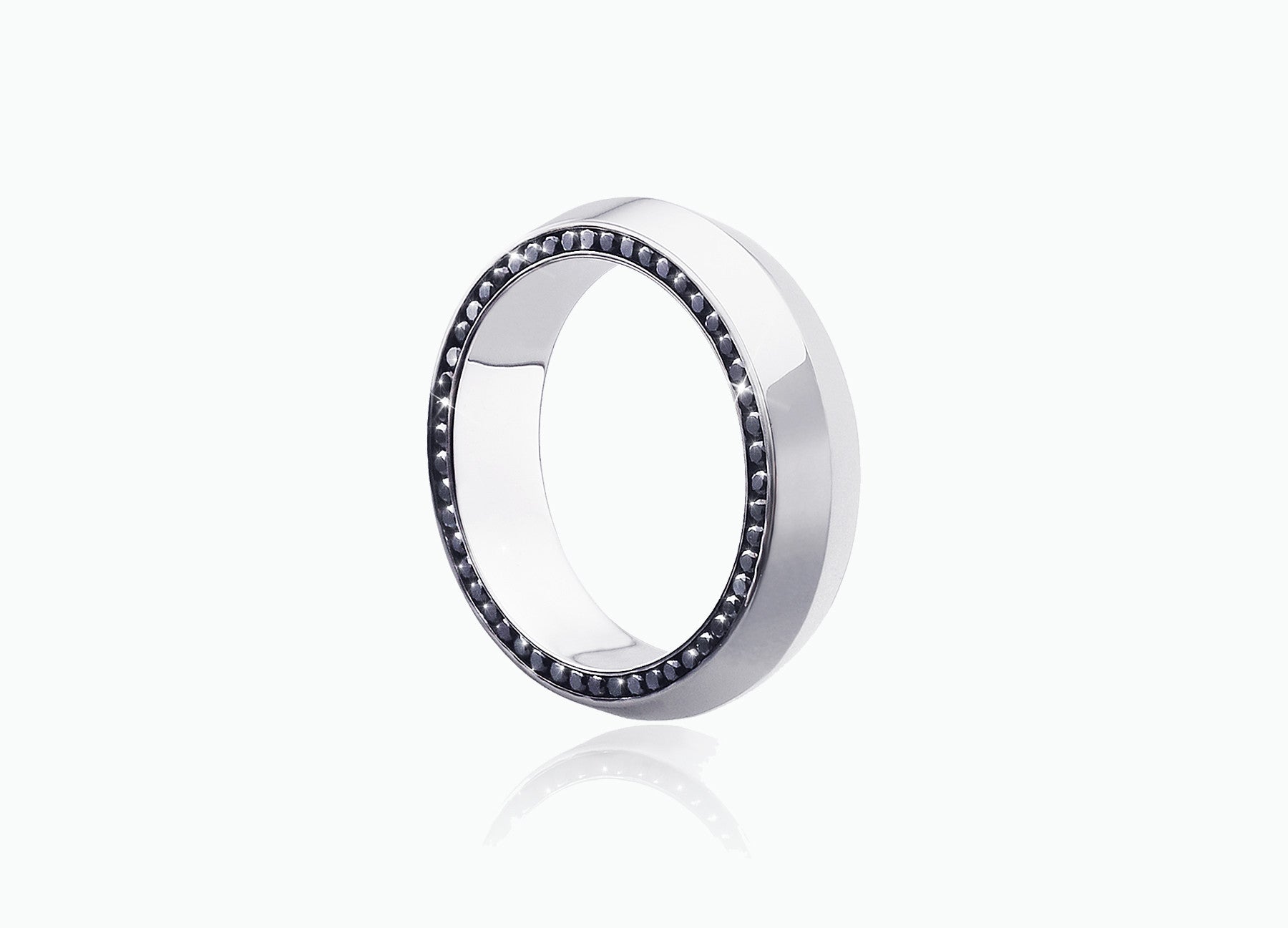 MENS BAND RING IN WHITE GOLD WITH BLACK DIAMONDS