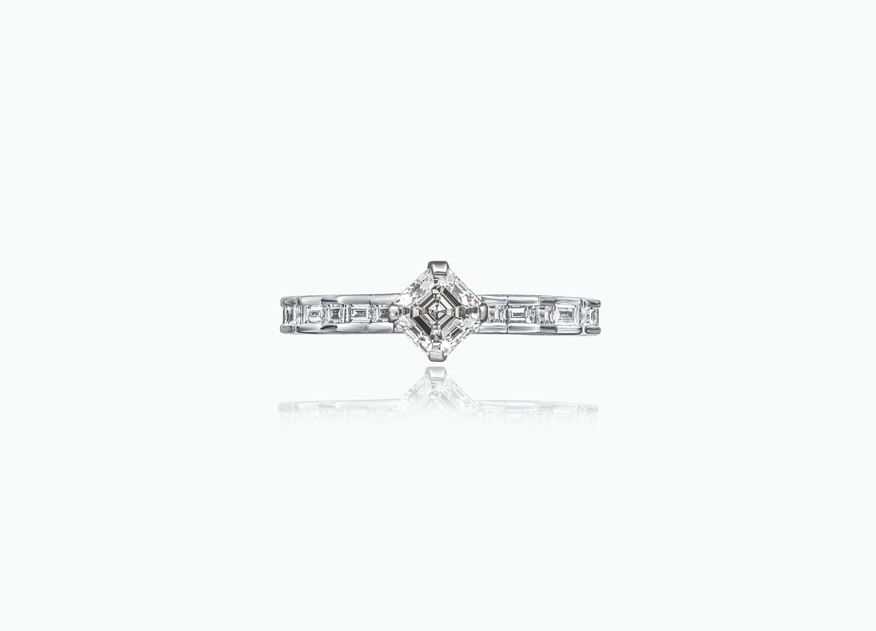 ASSCHER DIAMOND PLEAT ART RING