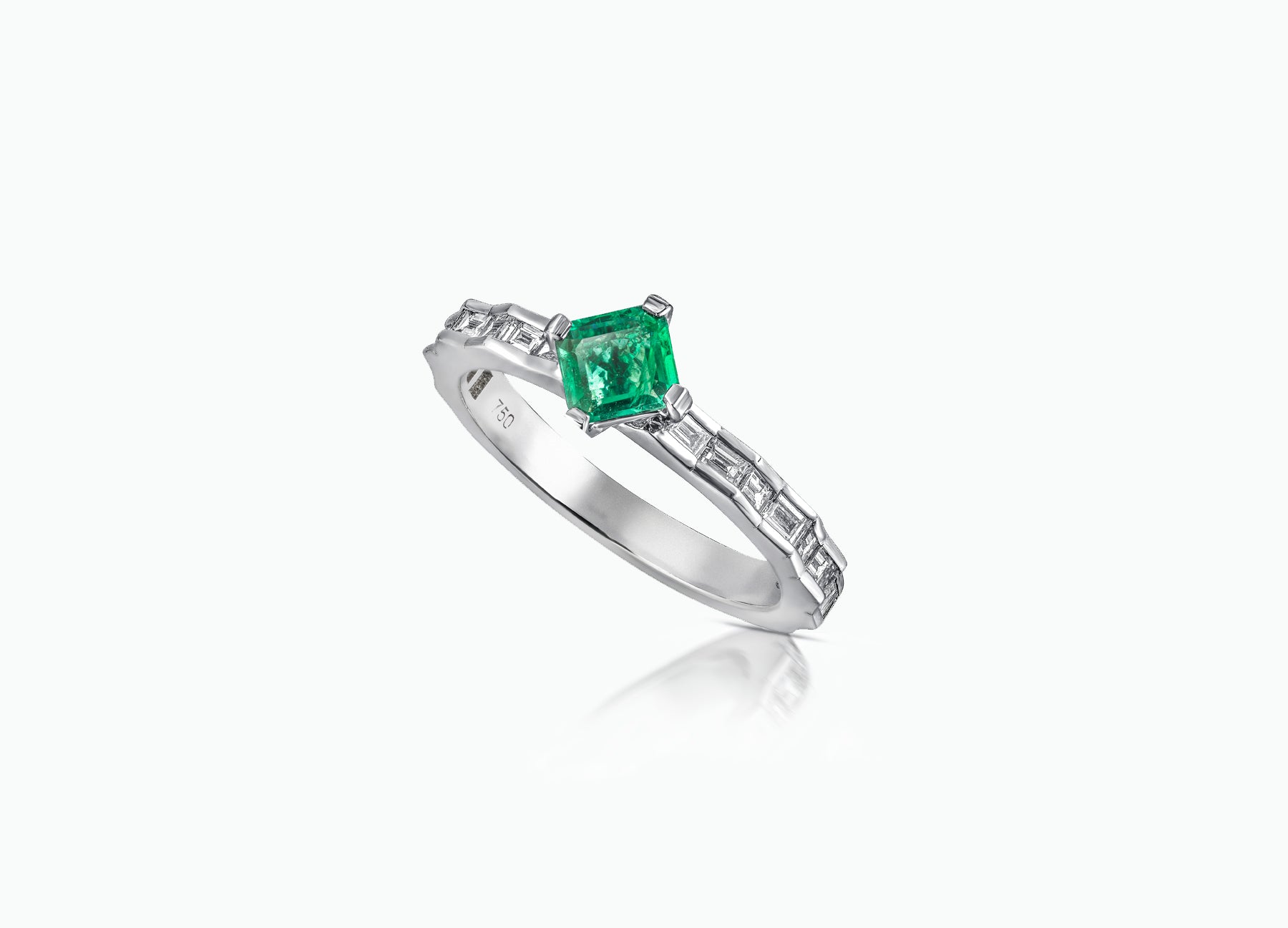 Cosmic Art Ring alternative bridal set by Tomasz Donocik centre ring with diamonds and an emerald