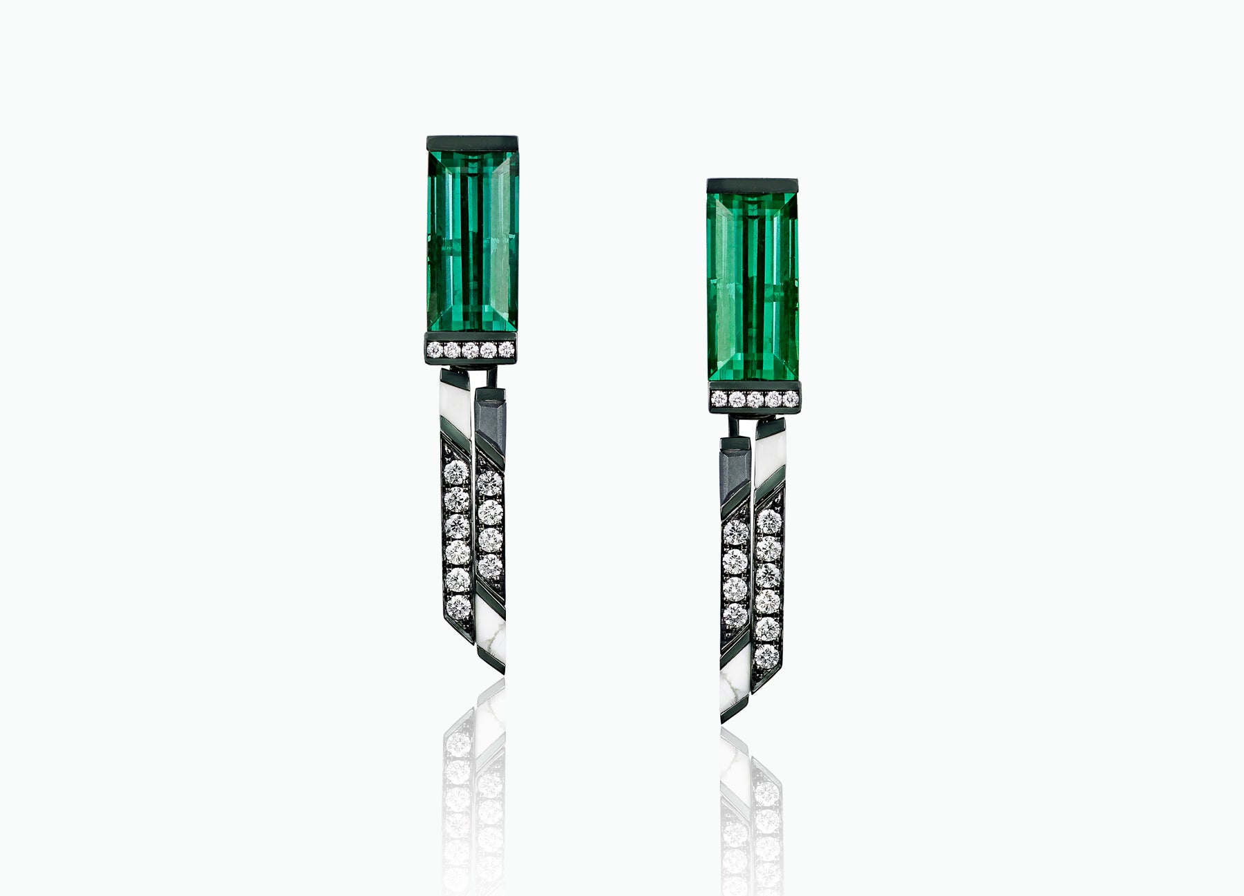 Art Deco Large Tourmaline Studs with Drops