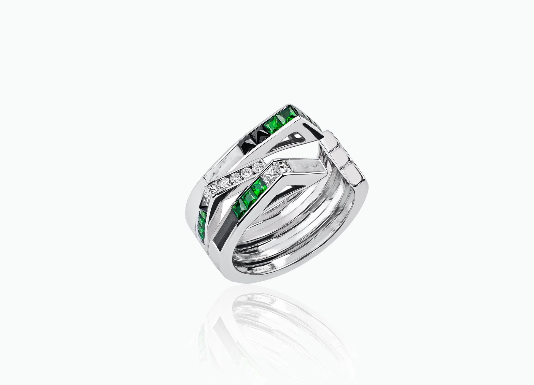 ART DECO STELLAR 3-ROW BAND RING