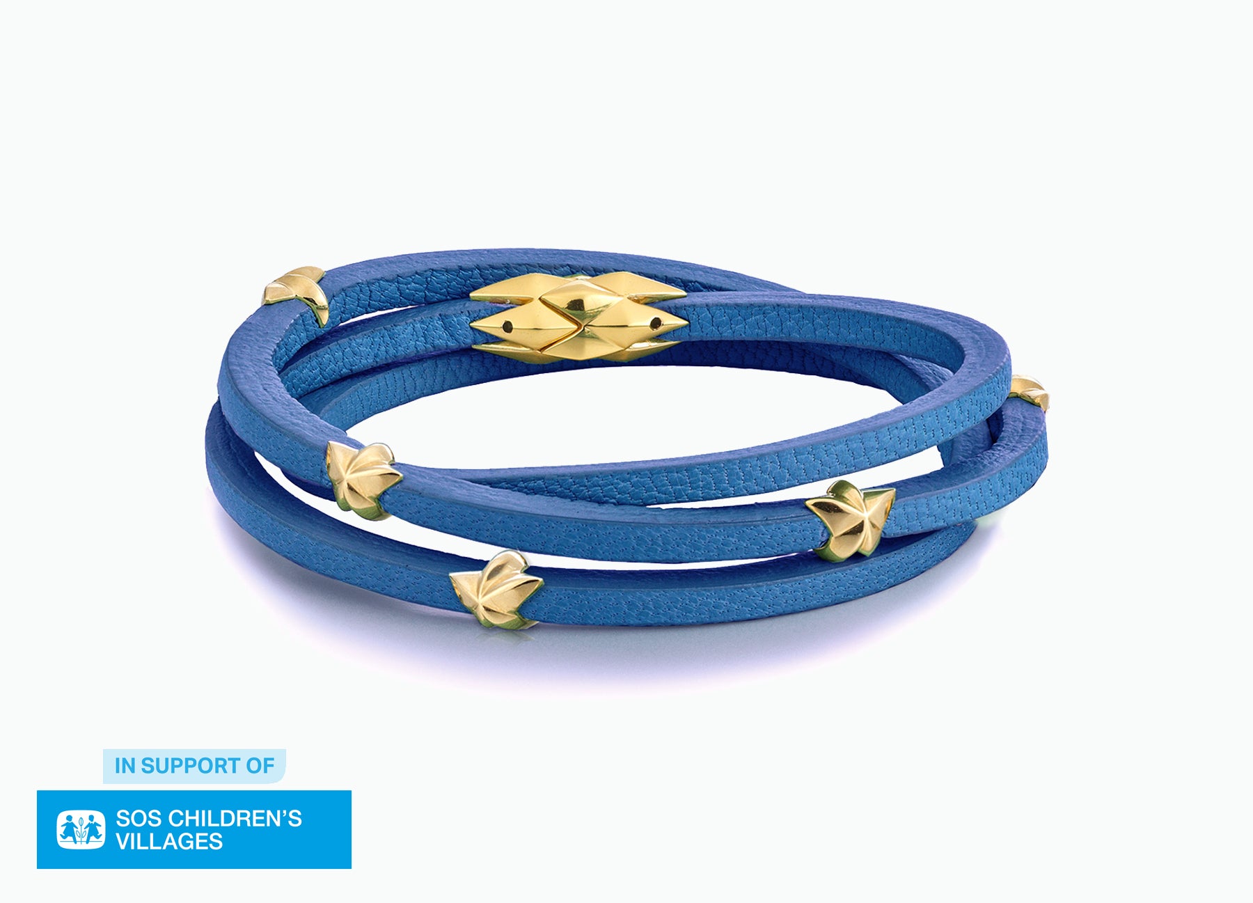 UKRAINIAN BLUE LEATHER WRAP BRACELET