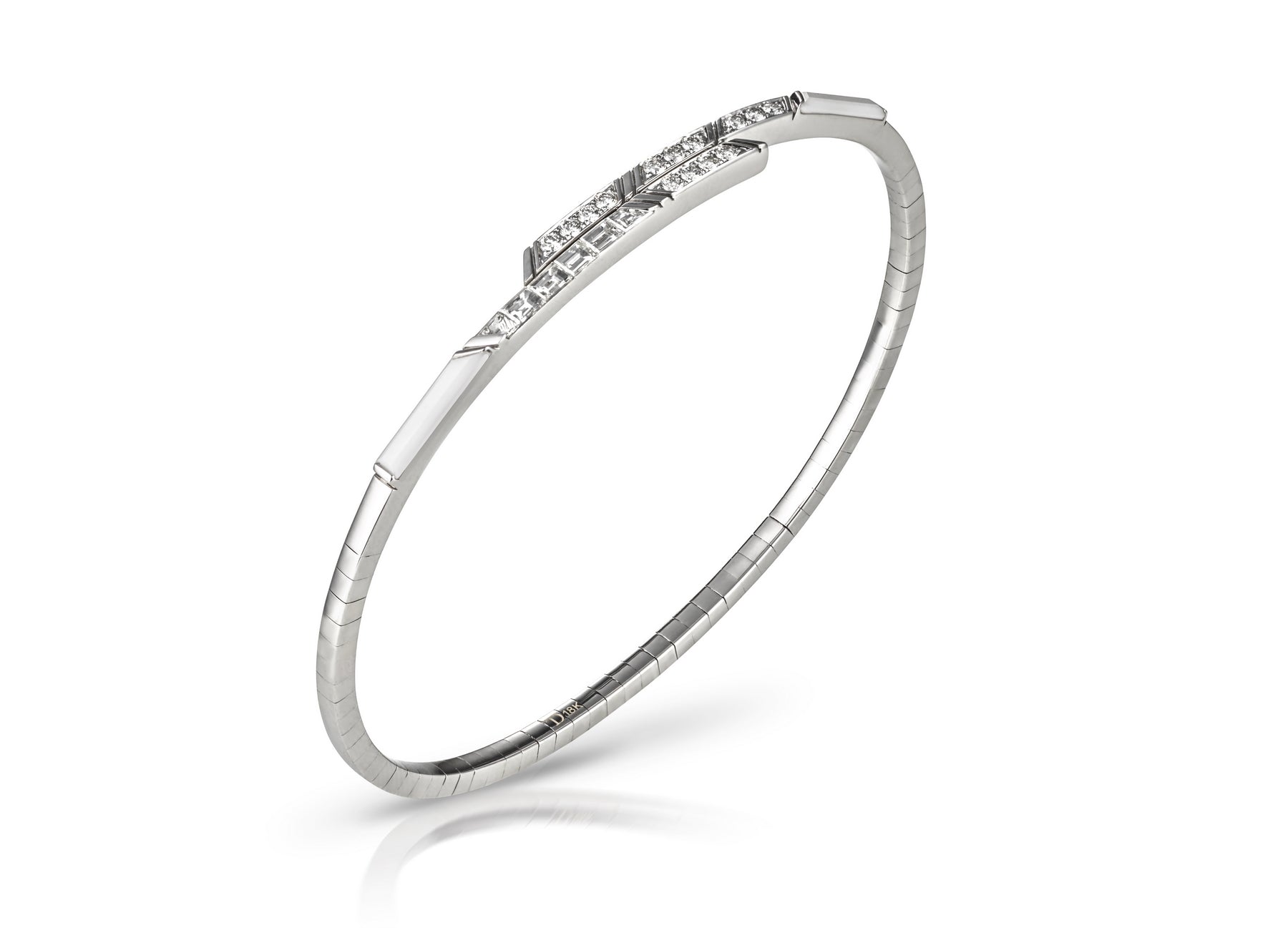White diamond bangle in 18K white gold by Tomasz Donocik side view